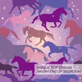 img 2 attached to 🐴 BlessLiving Twin Horse Comforter Cover Sets - Pink Purple Horse Bedding Twin Size Bed - Teen Cute Horse Duvet Cover with Sparkle Stars - Bedspreads for Kids, Women, and Boys