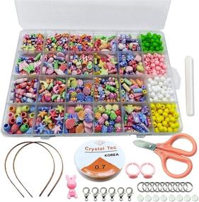 img 4 attached to TIHOOD 800PCS Bead Kids Set: Jewelry Making Craft Kit for Little Girls - DIY Necklaces, Bracelets, Children's Games - Perfect Gift for Kids. Jewelry Beads for Kids, Craft Bead Kit (Style1)