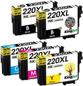 img 3 attached to 🖨️ Improved Kingjet Ink Cartridge Replacement for Epson 220XL 220 T220XL T220 - Compatible with Workforce WF-2630 WF-2650 WF-2660 WF-2750 WF-2760 & Expression Home XP-320 XP-420 XP-424 (5 Pack)