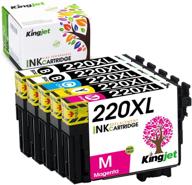 🖨️ improved kingjet ink cartridge replacement for epson 220xl 220 t220xl t220 - compatible with workforce wf-2630 wf-2650 wf-2660 wf-2750 wf-2760 & expression home xp-320 xp-420 xp-424 (5 pack) logo