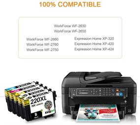 img 1 attached to 🖨️ Improved Kingjet Ink Cartridge Replacement for Epson 220XL 220 T220XL T220 - Compatible with Workforce WF-2630 WF-2650 WF-2660 WF-2750 WF-2760 & Expression Home XP-320 XP-420 XP-424 (5 Pack)