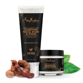 img 2 attached to 🧼 SheaMoisture African Black Soap Scrub and Lotion Duo for Blemish-Prone Skin - Clarifying Cleanser and Exfoliator, 2 Count