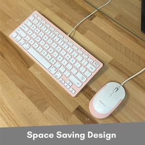 img 2 attached to 💖 Pink Keyboard and Mouse Combo Set for Mac and PC - Macally Small USB Wired Keyboard and Mouse - Enhance Aesthetics and Save Space - 78 Keys Mac Keyboard with Silent Buttons