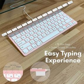 img 1 attached to 💖 Pink Keyboard and Mouse Combo Set for Mac and PC - Macally Small USB Wired Keyboard and Mouse - Enhance Aesthetics and Save Space - 78 Keys Mac Keyboard with Silent Buttons