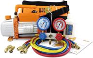 bacoeng hvac/a/c refrigeration kit - vacuum pump & manifold gauge set - diagnostic r12 r22 r134a r410a - with case logo