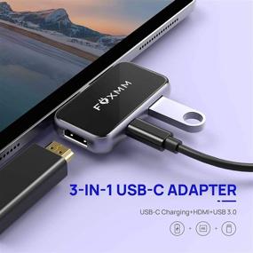img 3 attached to 🔌 FOXMM USB C to HDMI Adapter - 3-in-1 Multiport Hub with 4K HDMI, USB 3.0, 100W PD Charging - Compatible with MacBook Pro 2019/2018 and More Type C Devices