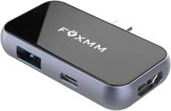🔌 foxmm usb c to hdmi adapter - 3-in-1 multiport hub with 4k hdmi, usb 3.0, 100w pd charging - compatible with macbook pro 2019/2018 and more type c devices логотип