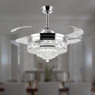 🔮 crystal ceiling fan light with dimmable led chandelier and retractable blades - remote control included for living room | 42 inch логотип