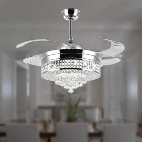 img 4 attached to 🔮 Crystal Ceiling Fan Light with Dimmable LED Chandelier and Retractable Blades - Remote Control included for Living Room | 42 Inch