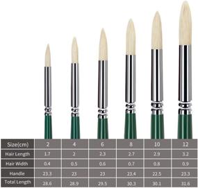 img 1 attached to 🖌️ Набор кистей для живописи круглой формы с щетиной, набор из 6 штук для акрила, масла и акварели - идеальные кисти для художников.