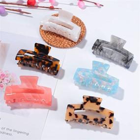 img 2 attached to 🍌 Multi-Color Large Hair Claw Clips (6 Pack) - Banana Tortoise Shell Barrettes: Celluloid French Leopard Print Hair Jaw Clips for Women and Girls