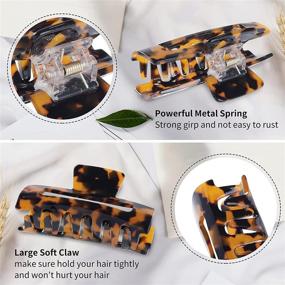 img 3 attached to 🍌 Multi-Color Large Hair Claw Clips (6 Pack) - Banana Tortoise Shell Barrettes: Celluloid French Leopard Print Hair Jaw Clips for Women and Girls