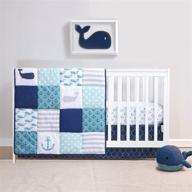 🐳 adorable nautical 4 piece whales baby crib bedding set: cozy, cute, and comfy! logo