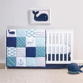 img 4 attached to 🐳 Adorable Nautical 4 Piece Whales Baby Crib Bedding Set: Cozy, Cute, and Comfy!