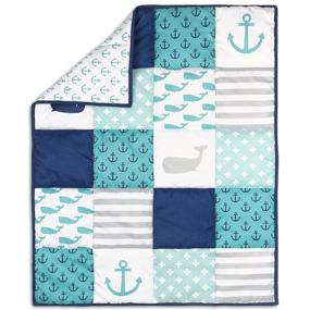 img 3 attached to 🐳 Adorable Nautical 4 Piece Whales Baby Crib Bedding Set: Cozy, Cute, and Comfy!