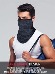 img 3 attached to 🧣 4-Pack Neck Gaiter Face Coverings with Ear Hangers | Non-Slip & Breathable | UV Protection Balaclava-Style Headwear