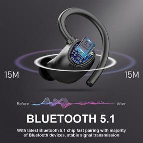 img 2 attached to Новые беспроводные наушники 2021 года: спортивные наушники Bluetooth 5.1 с микрофоном, глубоким басом и функцией шумоподавления - водонепроницаемость IP7, 48 часов аккумуляторной жизни