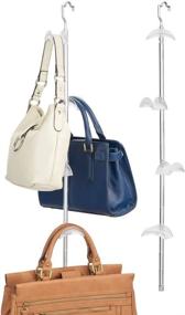 img 4 attached to 👜 mDesign Aluminum Hanging Storage Organizer for Purses, Backpacks, Satchels, Crossovers, Handbags - Closet Rod Hanger with 4 Hooks - 2 Pack - Silver/Frost