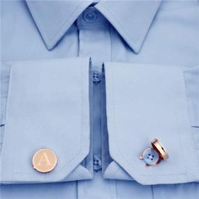 img 1 attached to 👔 HAWSON Personalized Cufflinks for Men - Initials Engraved, Ideal for Business Attire