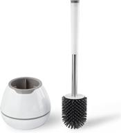 🚽 boomjoy silicone bristle toilet brush with holder set, built-in tweezers, for bathroom and rv toilet bowl cleaning logo