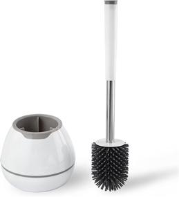 img 4 attached to 🚽 BOOMJOY Silicone Bristle Toilet Brush with Holder Set, Built-in Tweezers, for Bathroom and RV Toilet Bowl Cleaning