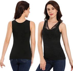 img 3 attached to 👚 Women's Thermal Sleeveless Shirt with Built-in Bra: V Neck Base Layer for Ultimate Comfort