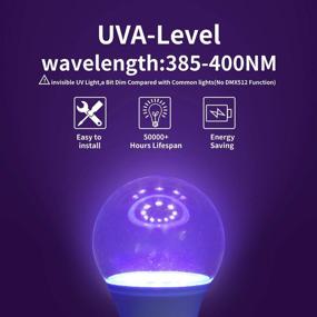 img 2 attached to 🔦 Ontesik LED UV Black Lights Bulbs - 9W A19 E26 Bulb, Perfect for Blacklight Party, Fluorescent Poster, Body Paint & Halloween Decor - Neon Glow Bulb, 385-400nm (4 Pack)
