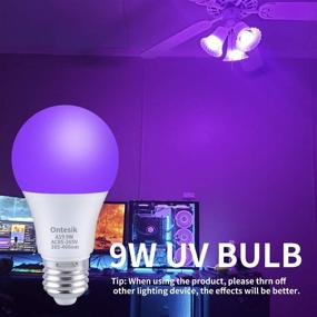 img 1 attached to 🔦 Ontesik LED UV Black Lights Bulbs - 9W A19 E26 Bulb, Perfect for Blacklight Party, Fluorescent Poster, Body Paint & Halloween Decor - Neon Glow Bulb, 385-400nm (4 Pack)