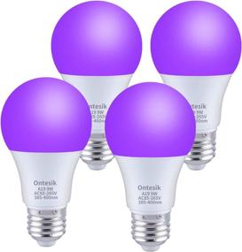 img 4 attached to 🔦 Ontesik LED UV Black Lights Bulbs - 9W A19 E26 Bulb, Perfect for Blacklight Party, Fluorescent Poster, Body Paint & Halloween Decor - Neon Glow Bulb, 385-400nm (4 Pack)