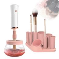 💗 efficient electric makeup brush cleaner: upgraded spinning dryer, super-fast, battery operated, pink logo