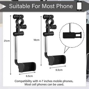 img 3 attached to 📱 360° Rearview Mirror Phone Holder: Universal Adjustable Cradle for 4-6.1 Inch Phones