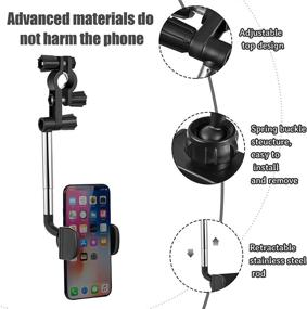 img 2 attached to 📱 360° Rearview Mirror Phone Holder: Universal Adjustable Cradle for 4-6.1 Inch Phones