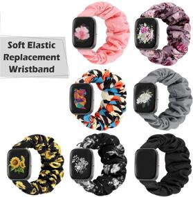 img 4 attached to Fitbit Versa Scrunchie Watch Bands - 7PACK M, Soft Fabric Elastic Replacement Wristbands for Women, Compatible with Versa/Versa 2/Versa Lite & Special Edition, Perfect Birthday Gifts