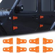 улучшите стиль и защиту вашего джипа с cherocar jl jt накладками на петли дверей - набор украшений и защиты - совместимы с jeep wrangler jl jlu 2018-2020 и jeep gladiator jt 2020 - живописный оранжевый экстерьер - 8шт. логотип