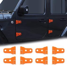 img 4 attached to Улучшите стиль и защиту вашего джипа с CheroCar JL JT накладками на петли дверей - набор украшений и защиты - совместимы с Jeep Wrangler JL JLU 2018-2020 и Jeep Gladiator JT 2020 - живописный оранжевый экстерьер - 8шт.