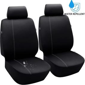 img 4 attached to 🚗 Water-Repellent Car Front Seat Covers - Universal Fit, Airbag Compatible - Magiona Black 1 Pair