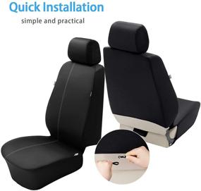 img 2 attached to 🚗 Water-Repellent Car Front Seat Covers - Universal Fit, Airbag Compatible - Magiona Black 1 Pair