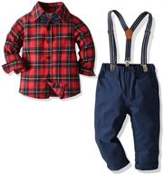 👦 stylish boys clothes set: toddler gentlemen suit with bow tie, long sleeve shirt, suspenders pants logo