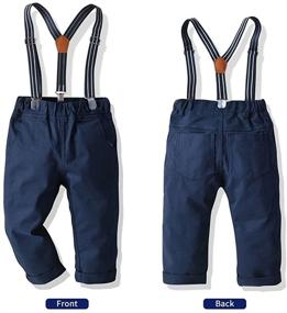 img 1 attached to 👦 Stylish Boys Clothes Set: Toddler Gentlemen Suit with Bow Tie, Long Sleeve Shirt, Suspenders Pants