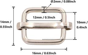 img 3 attached to 🔧 BIKICOCO Metal Slide Adjuster Buckle Tri-Glides: Adjustable Center Bar for 1/2 x 3/8 Inch Straps, Silver