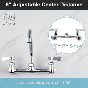 img 2 attached to 💦 Enhance Efficiency with Favorpo 8 Inches Center Wall Mount Faucet for Kitchen Laundry Room & Restaurant"