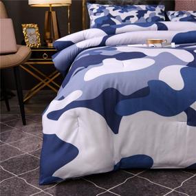 img 1 attached to 🔵 Holawakaka Boys Camouflage Comforter Set, Kids Teens Blue Camo Quilted Bedding Sets Army Bedspread - Twin Size