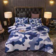 🔵 holawakaka boys camouflage comforter set, kids teens blue camo quilted bedding sets army bedspread - twin size logo