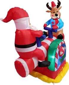 img 1 attached to 🦌 Eye-Catching 4-Foot Animated Christmas Inflatable - Santa Claus and Reindeer on Teeter Totter: BZB Goods Outdoor Yard Decoration