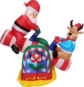 img 2 attached to 🦌 Eye-Catching 4-Foot Animated Christmas Inflatable - Santa Claus and Reindeer on Teeter Totter: BZB Goods Outdoor Yard Decoration