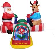 🦌 eye-catching 4-foot animated christmas inflatable - santa claus and reindeer on teeter totter: bzb goods outdoor yard decoration logo