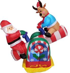 img 3 attached to 🦌 Eye-Catching 4-Foot Animated Christmas Inflatable - Santa Claus and Reindeer on Teeter Totter: BZB Goods Outdoor Yard Decoration