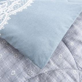 img 1 attached to Pro Space King Size Bedding Set: Blue Comforter with Lace Detailing, Ultra Soft Microfiber Fabric, Lightweight & Cozy, Includes 2 Pillow Shams