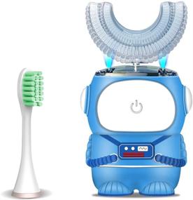 img 4 attached to 🦷 Ultrasonic Electric Kids Toothbrush - U-Shaped Cartoon Design | IPX7 Waterproof Autobrush with 2 Brush Heads & 6 Modes | Ages 2-7 Years | Automatic Toothbrush for Babies & Toddlers