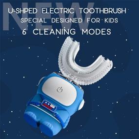 img 3 attached to 🦷 Ultrasonic Electric Kids Toothbrush - U-Shaped Cartoon Design | IPX7 Waterproof Autobrush with 2 Brush Heads & 6 Modes | Ages 2-7 Years | Automatic Toothbrush for Babies & Toddlers
